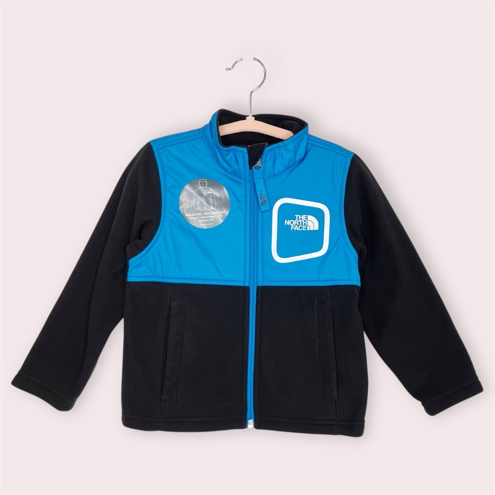 NWT The North Face Fleece Jacket Toddler Boys Full Zip Hyper Blue Black Size 2T‎